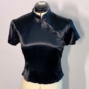 Black Mandarin Button Down Shirt